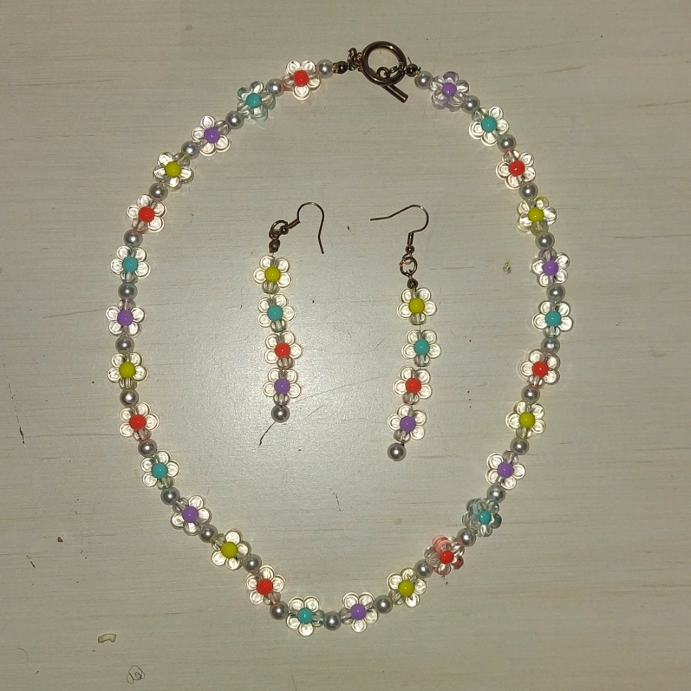 3 pieces Flower Decor Jewlery Set (Multicolor)